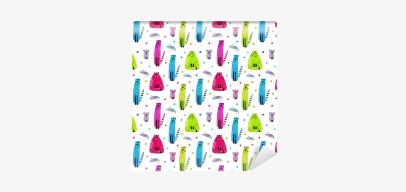 Seamless Pattern Of A Funny Cat, Mouse And Balls - Creative Arts, transparent png