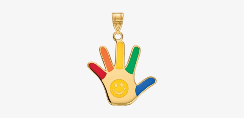 14k Gold Autism Handprint Pendant, transparent png