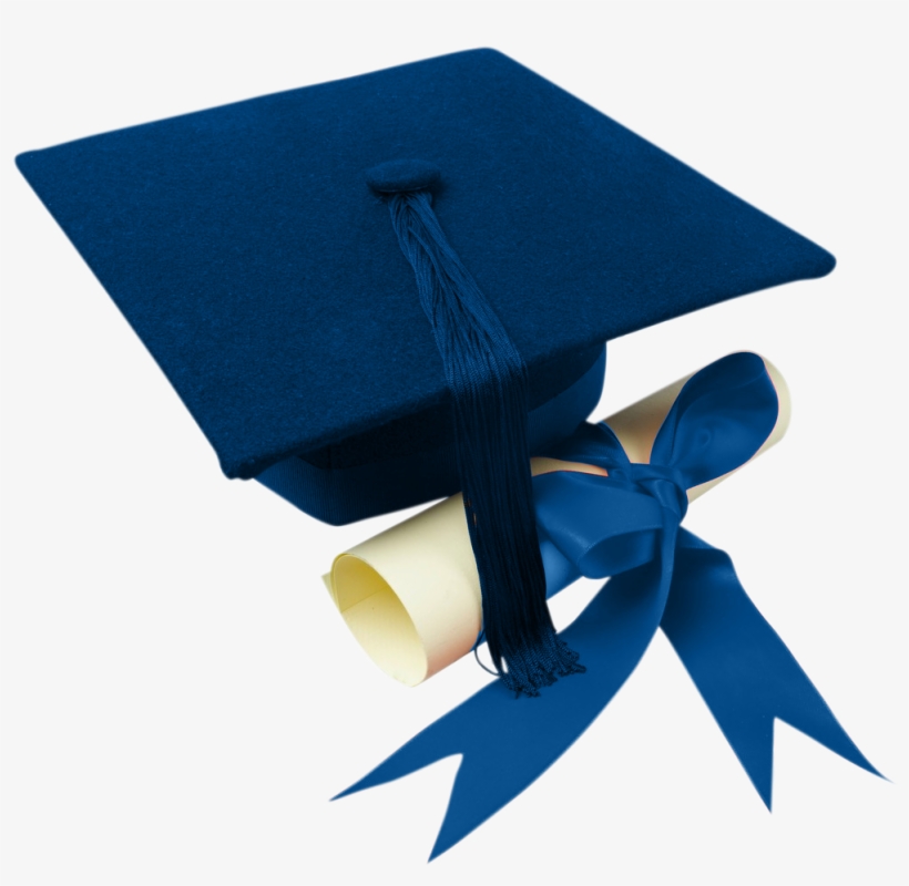 Gradcap - Blue Graduation Cap And Diploma, transparent png