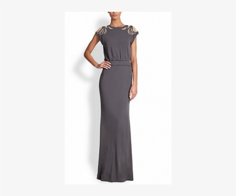 Art Deco Beaded Cap Sleeve Gown - Gown, transparent png