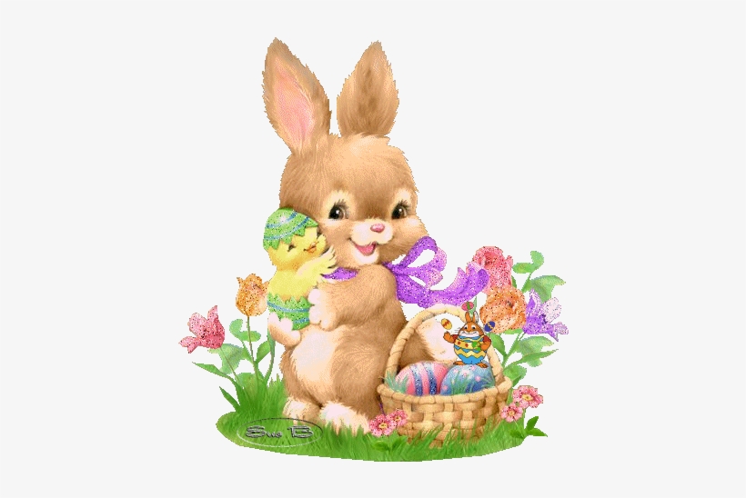 Bunny Hold Chick - Cute Easter Bunny Png, transparent png