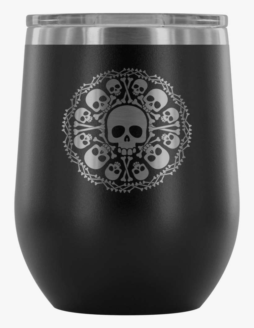 Teelaunch Wine Tumbler Black Skull & Bones Wine Tumbler - Tumbler, transparent png