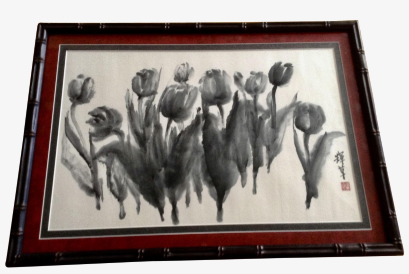 Black Tulip Flowers Watercolor Painting Works On Paper - Watercolor Painting, transparent png