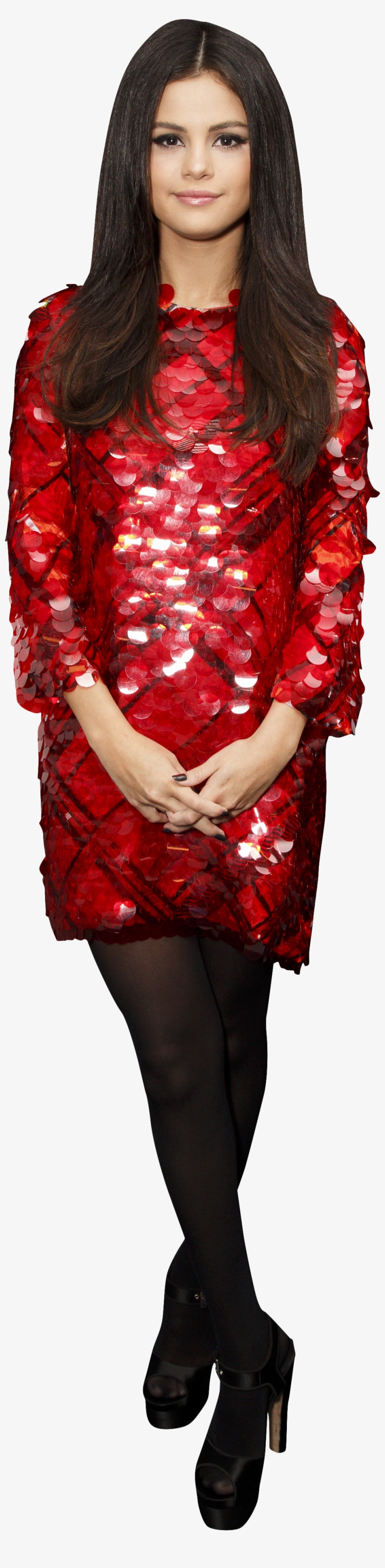 Selena Gomez In Red Dress And Black Pantyhose Png Image - Girl, transparent png