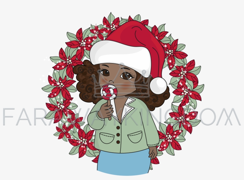 Black Christmas Portrait Mermaid Wreath Vector Illustration - Retrato Para Año Nuevo, transparent png