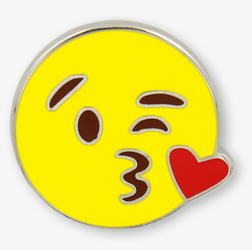 Emoji Blow A Kiss Enamel Pin - Circle, transparent png