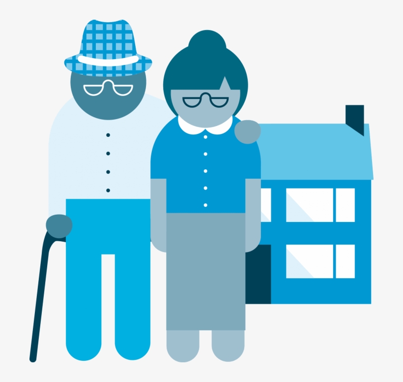 An Elderly Couple Outside Their House, transparent png