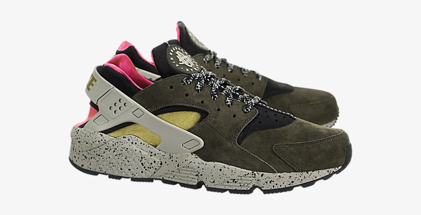 Nike Air Huarache Run Premium Black / Desert Moss-solar - Sneakers, transparent png
