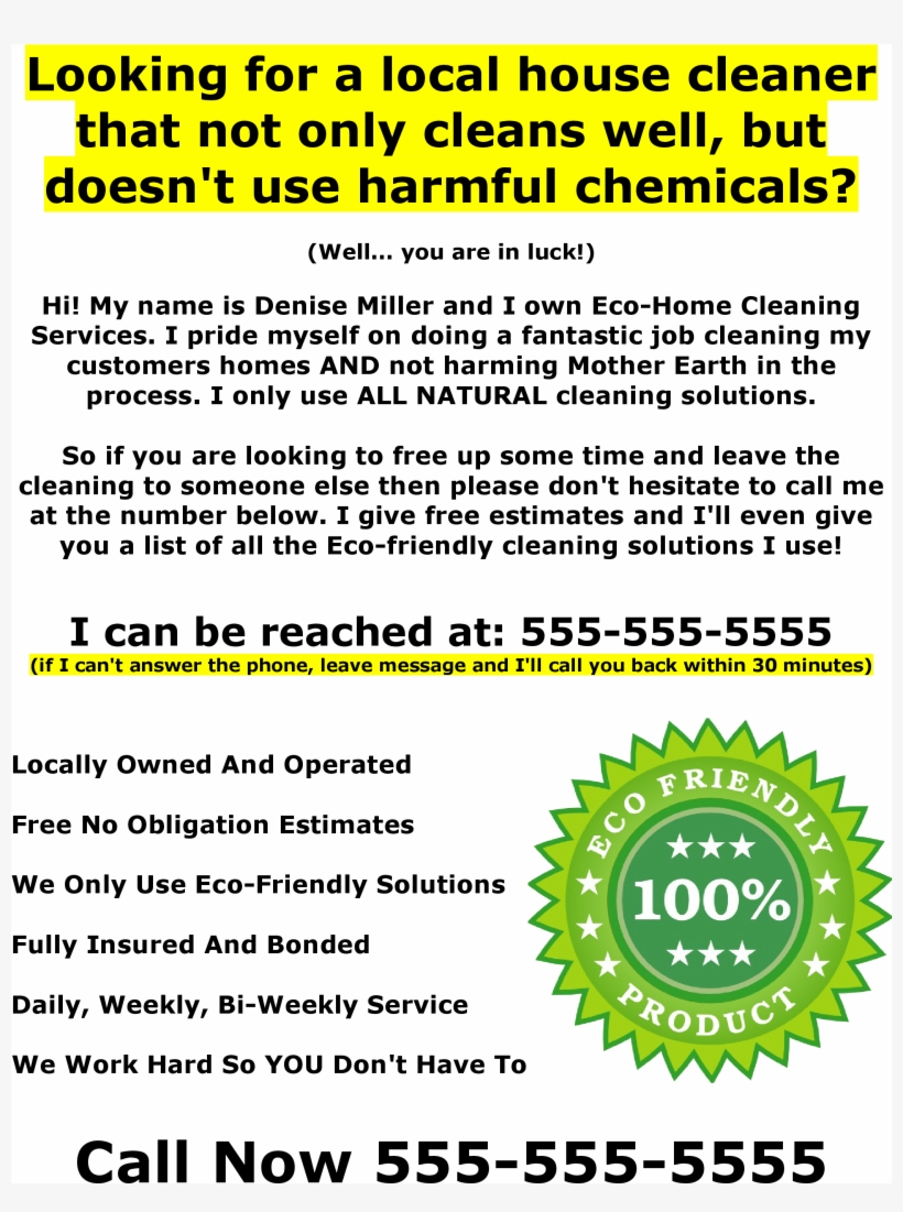 Eco Friendly House Cleaning Flyer - Circle, transparent png
