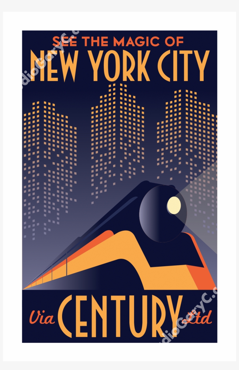 Travel Posters Images Art Deco New York City Train - Art Deco New York Poster, transparent png