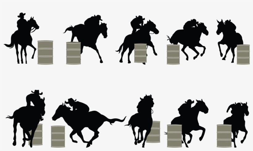 Barrel Racing Silhouette Vector - Horse Race Silhouette, transparent png