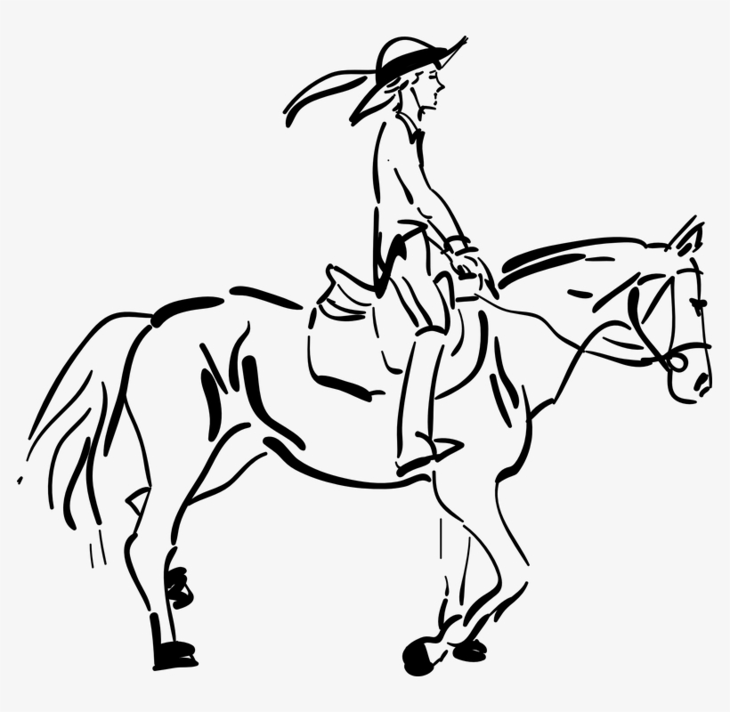 To Ride A Horse Png - Girl Riding Horse Drawing, transparent png