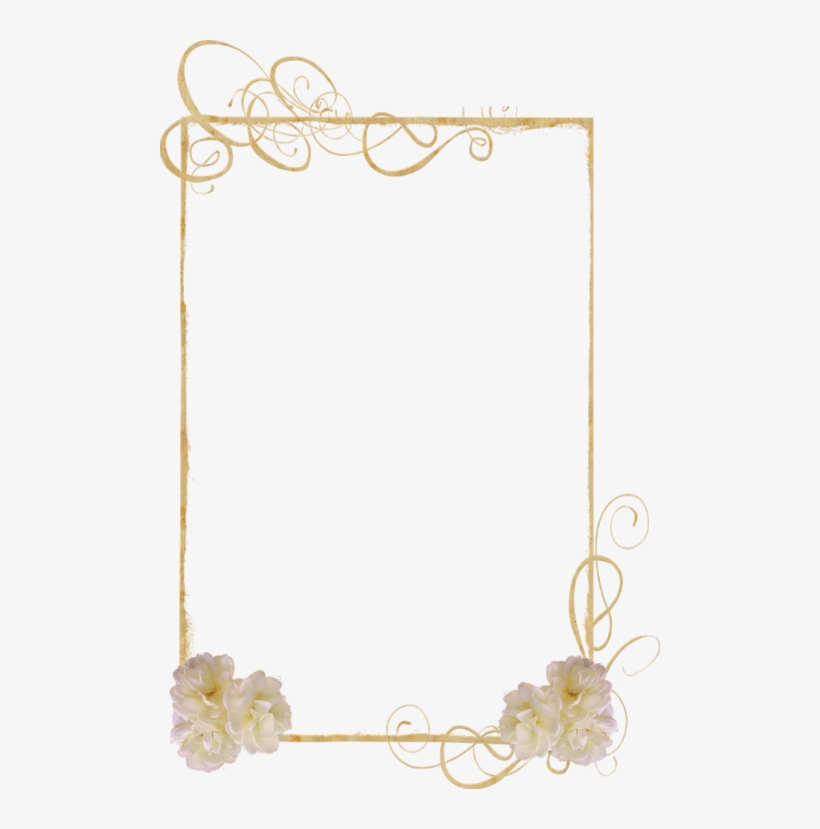 Gold & White Flower Frame X 1, transparent png