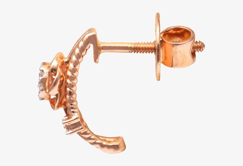Floral Design Pressure Set Rose Gold Diamond Earrings - Earrings, transparent png