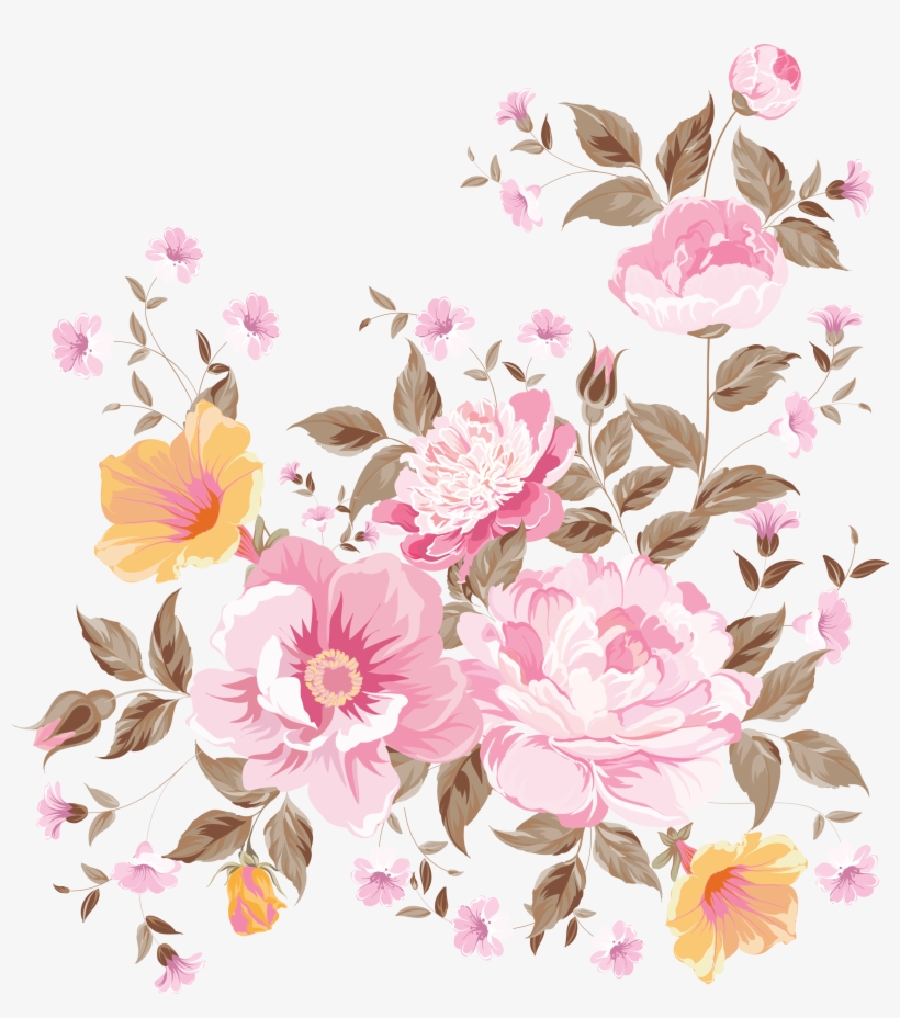 Png Free Library Flor Vector Hand Painted Flower - Beautiful Flowers Art, transparent png
