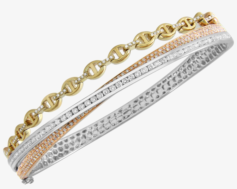 Rose White And Yellow Gold Diamond Bracelet - Bangle, transparent png