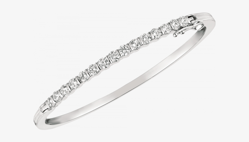 18kt White Gold Gemlok Diamond Bangle - Bangle, transparent png