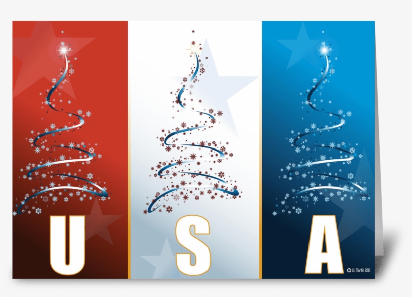 Red White Blue Patriotic Christmas Card - Christmas Tree Vector, transparent png