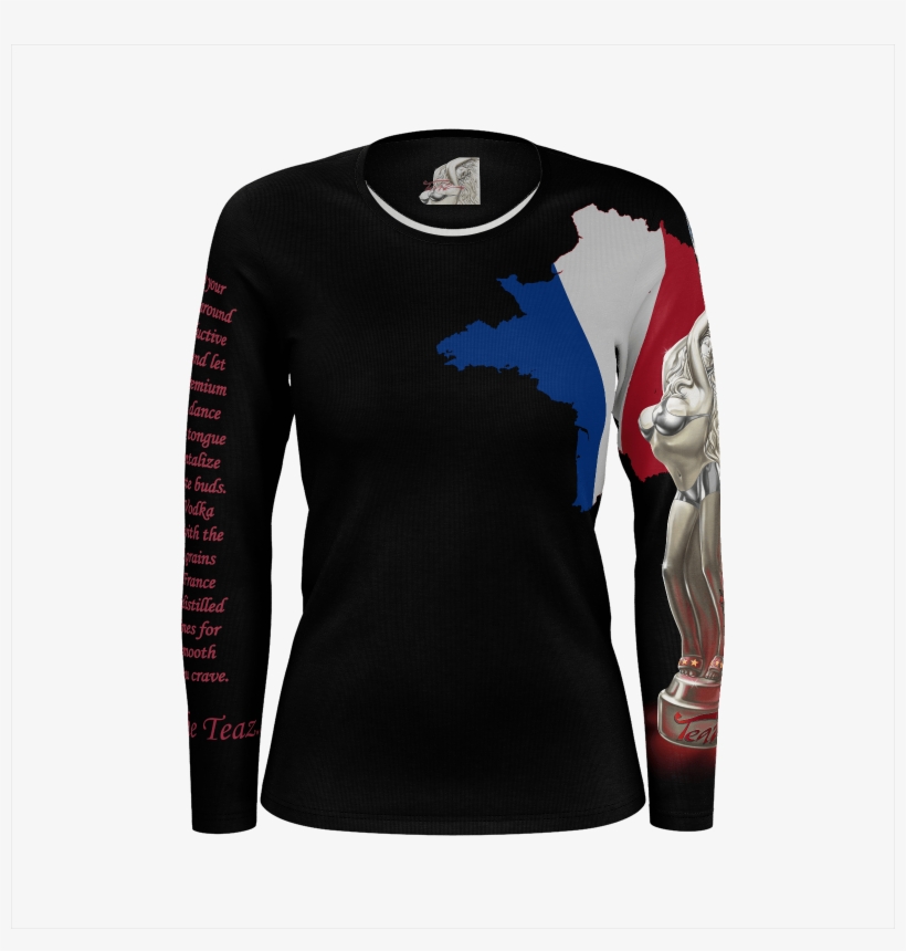 Teaz Girl , Slogan Sleeve, France, Black Shirt - Long-sleeved T-shirt, transparent png