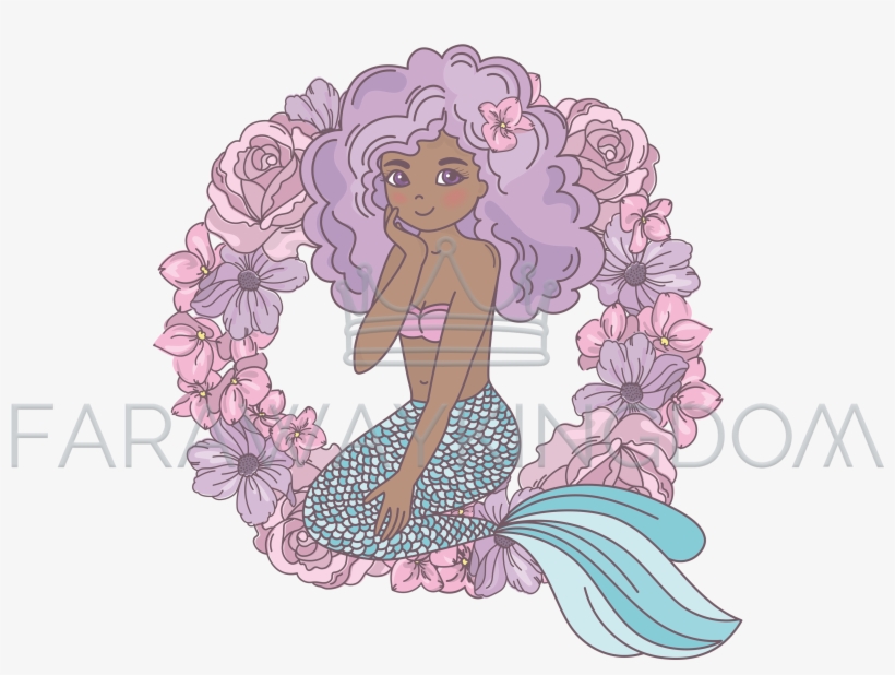 Dark Skinned Mermaid Cartoon Travel Vector Illustration - Vector Graphics, transparent png
