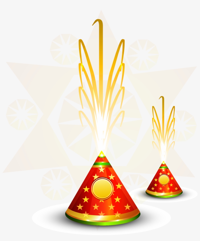 Vector Diwali Fireworks Firecracker Hindi Free Clipart - Flower Pot Crackers Png, transparent png
