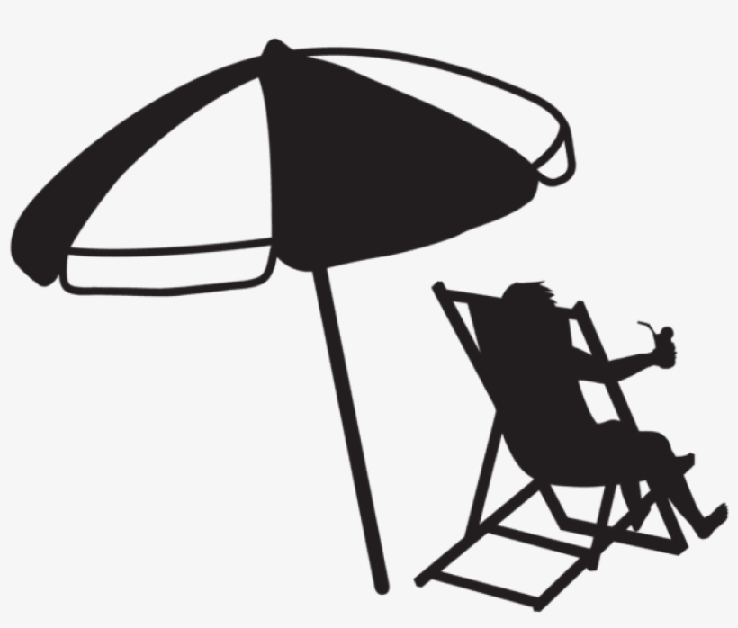 Free Png Download Man At The Beach With Umbrella And - Beach Umbrella Black And White, transparent png