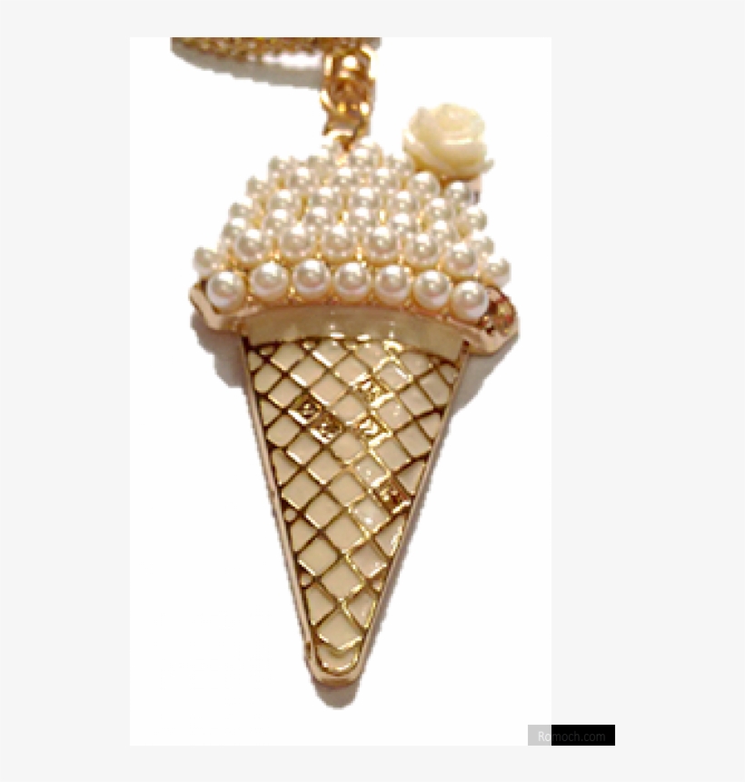 Buy Icecream Pendant With Long Necklace For Women, - Ice Cream Cone, transparent png
