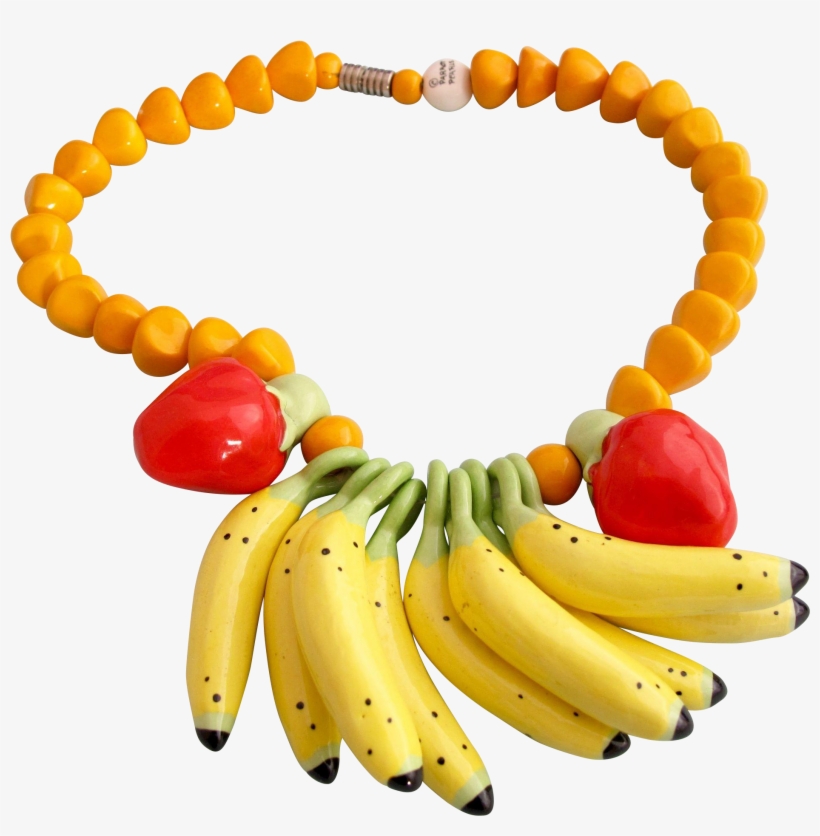 Vintage Parrot Pearls Banana Bunch Ceramic Necklace - Saba Banana, transparent png