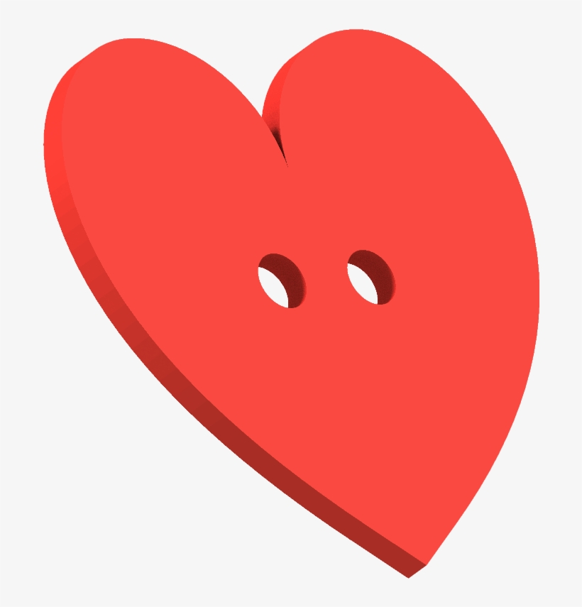 Heart Button With 2 Holes 3d Model Stl - 3 D Cloth Button, transparent png