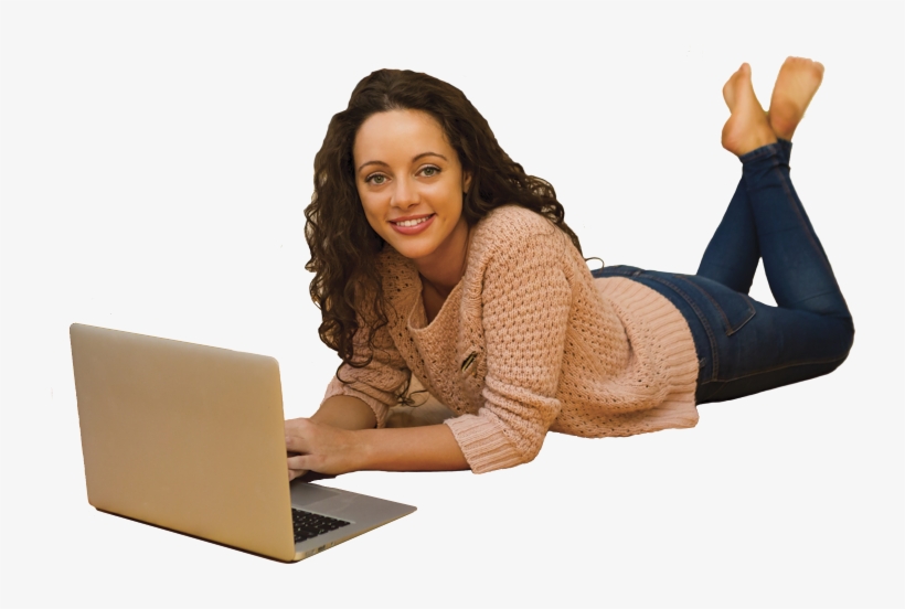 Woman Laptop Cutout - Sitting, transparent png