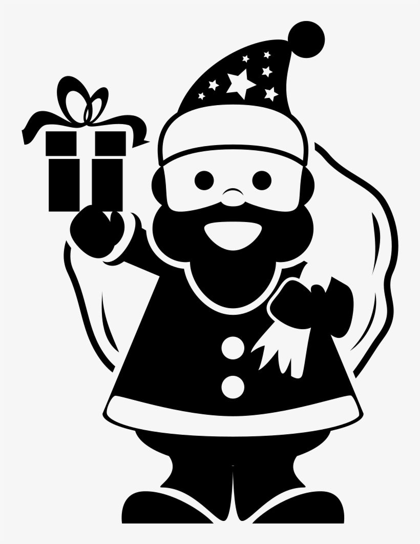Santa Claus Holding Gifts Bag On His Back And Ringing - Santa Claus And His Reindeers Png, transparent png