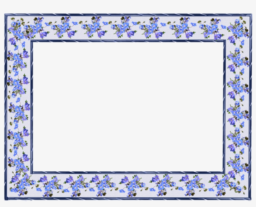 Frame, Blue Flowers, Decorative, Design - Marco De Fotos Flores, transparent png