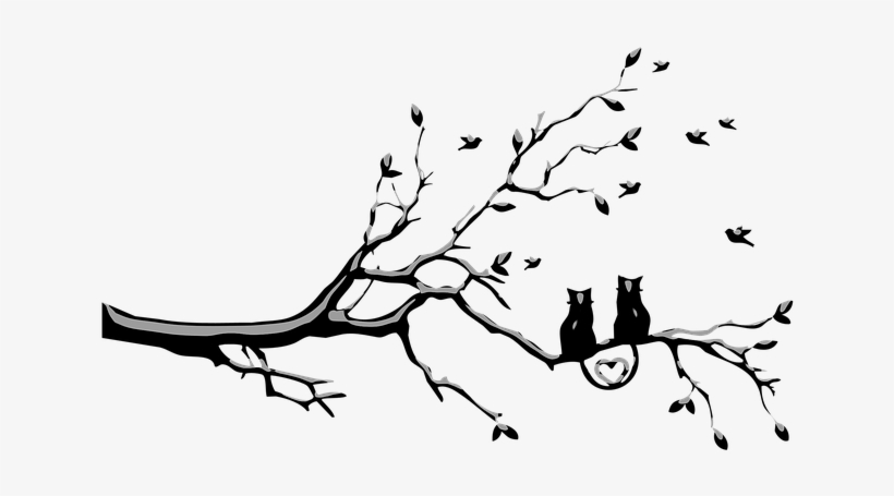 Cats, Midnight Gothic, Surreal, Abstract, Dark Design - Cat And Birds Wall Decal, transparent png