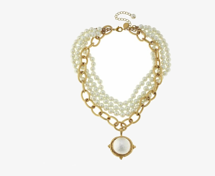 Susan Shaw Handcast Gold Cotton Pearl And Gold Chain - Necklace, transparent png