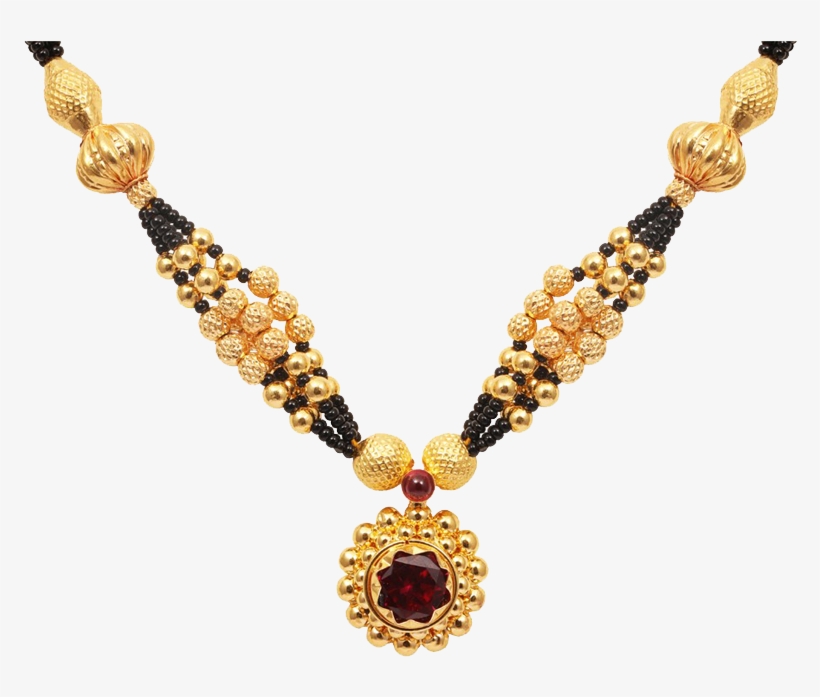 Multilayer Traditional Embossed Gold Mangal Sutra - Necklace, transparent png