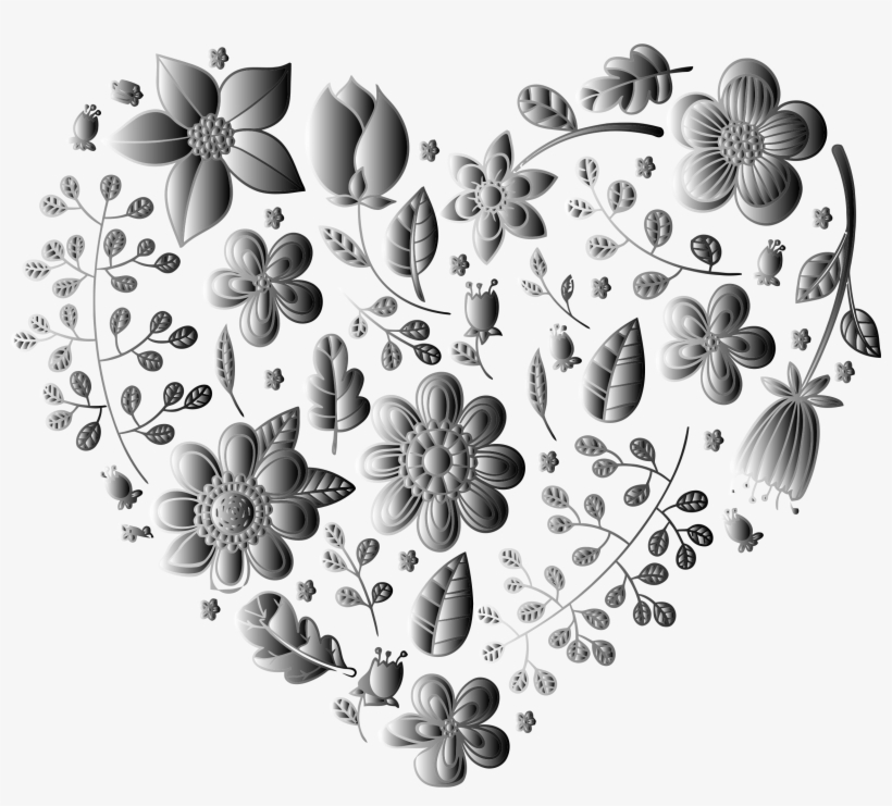 Big Image - White Floral Heart No Background, transparent png