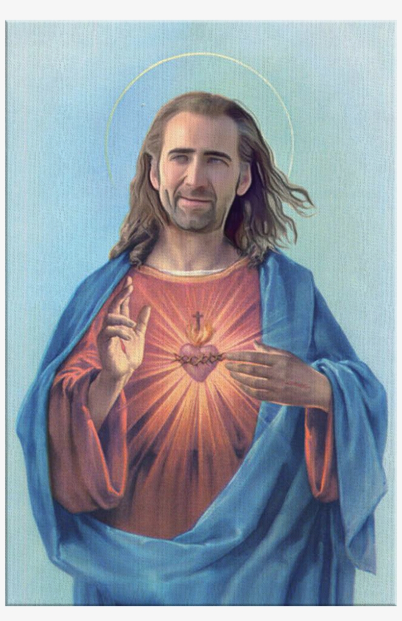 Nicolas Cage As Jesus Canvas Print - Jesus Christ Heart, transparent png