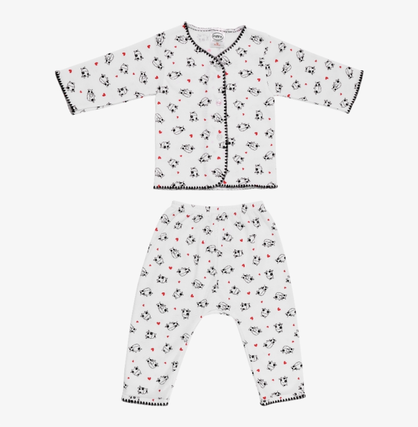 Fiffy Long Sleeve Vest Suit - Polka Dot, transparent png