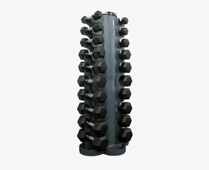 1-10kg Hex Rubber Dumbbell Set With Vertical Dumbbell - Dumbbell, transparent png