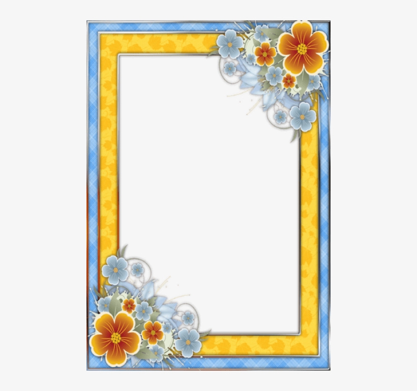 Free Png Best Stock Photos Blue And Yellowframe With - Flowers Vector, transparent png