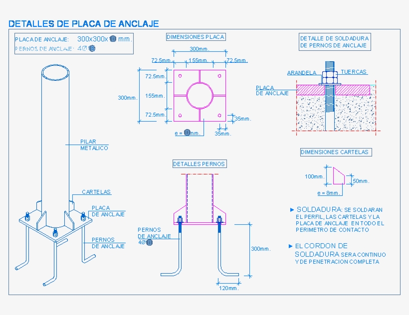 Placa De Anclaje Para Pilar Metálico Redondo - Diagram, transparent png