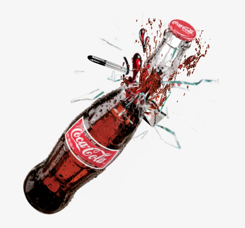 Ftestickers Glass Broken Splash Bullet Cocacola Sticker - Beer Bottle, transparent png