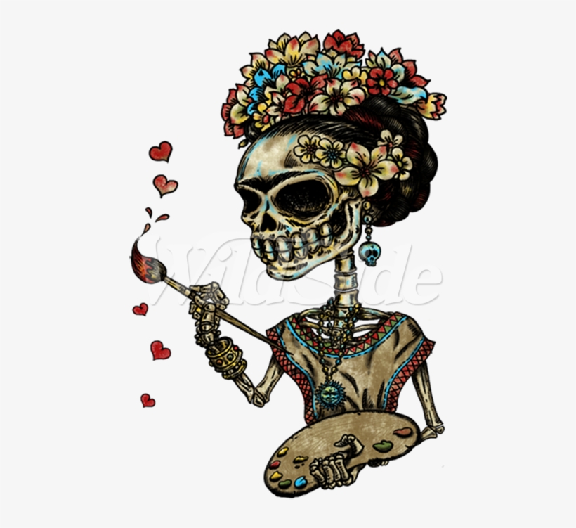 Lady Painting Hearts Day Of The Dead - Calavera Pintando, transparent png
