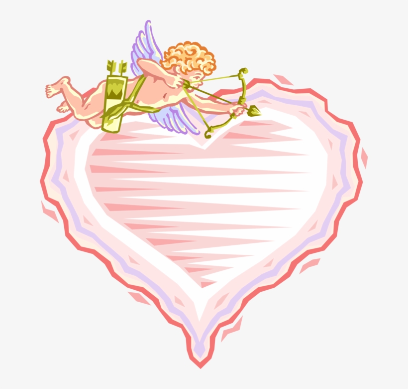 Vector Illustration Of Cupid Shoots Bow And Arrow Above - Happy Valentine Day, transparent png