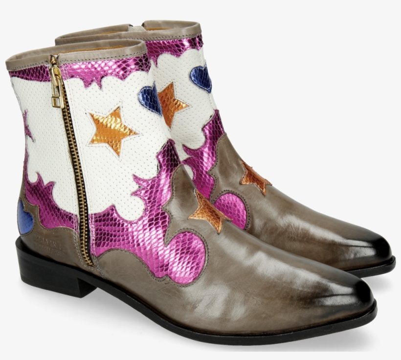 Ankle Boots Marlin 12 Grigio Glitter Fuxia Venice Perfo - Rain Boot, transparent png