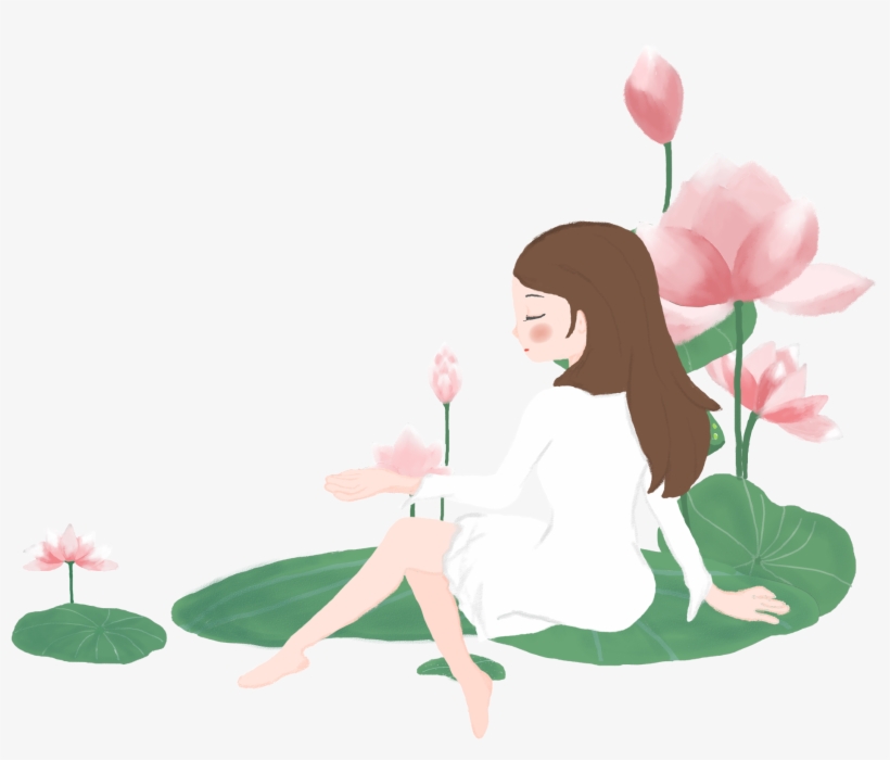 Fresh Hand Painted Beautiful Lotus Png And Psd - Illustration, transparent png