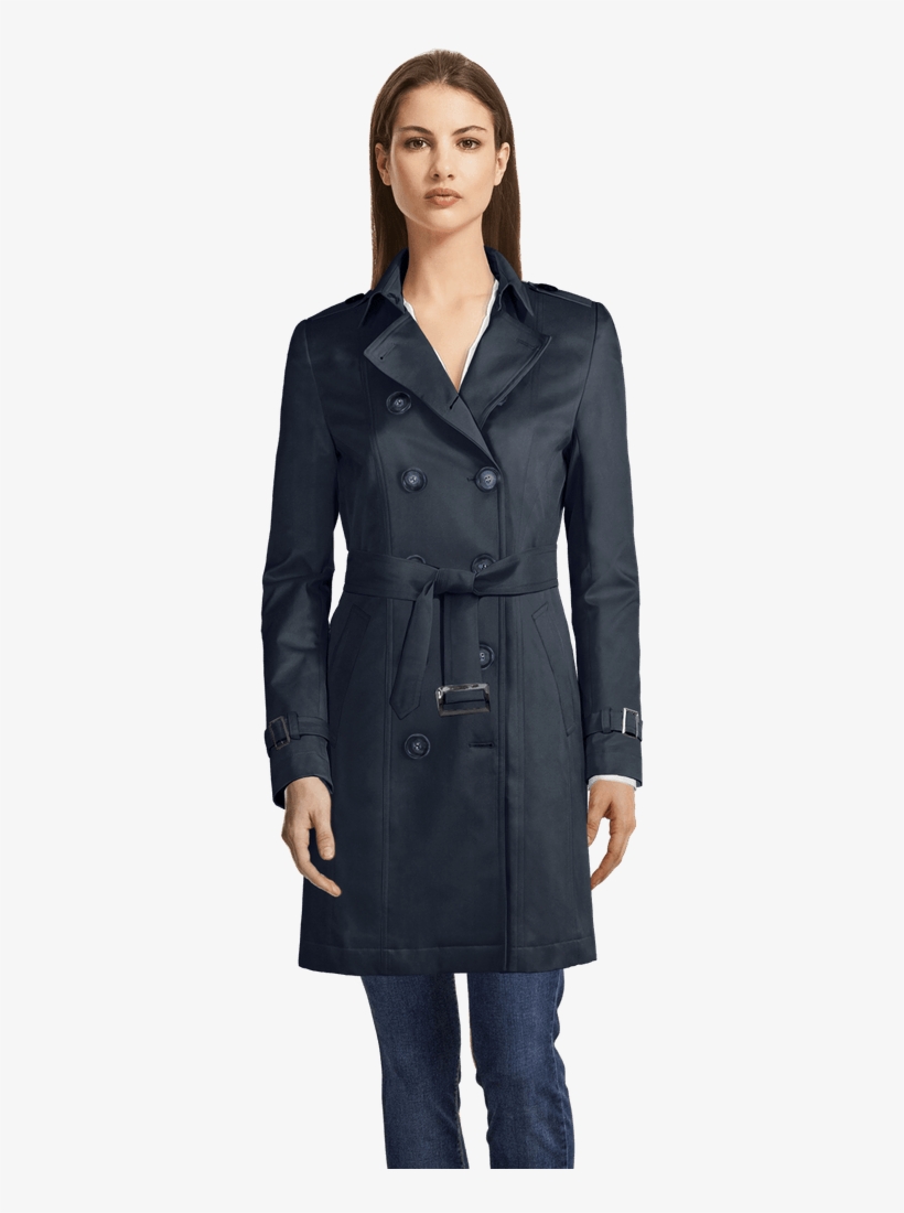 Blue Trenchcoat-view Front - Coat, transparent png
