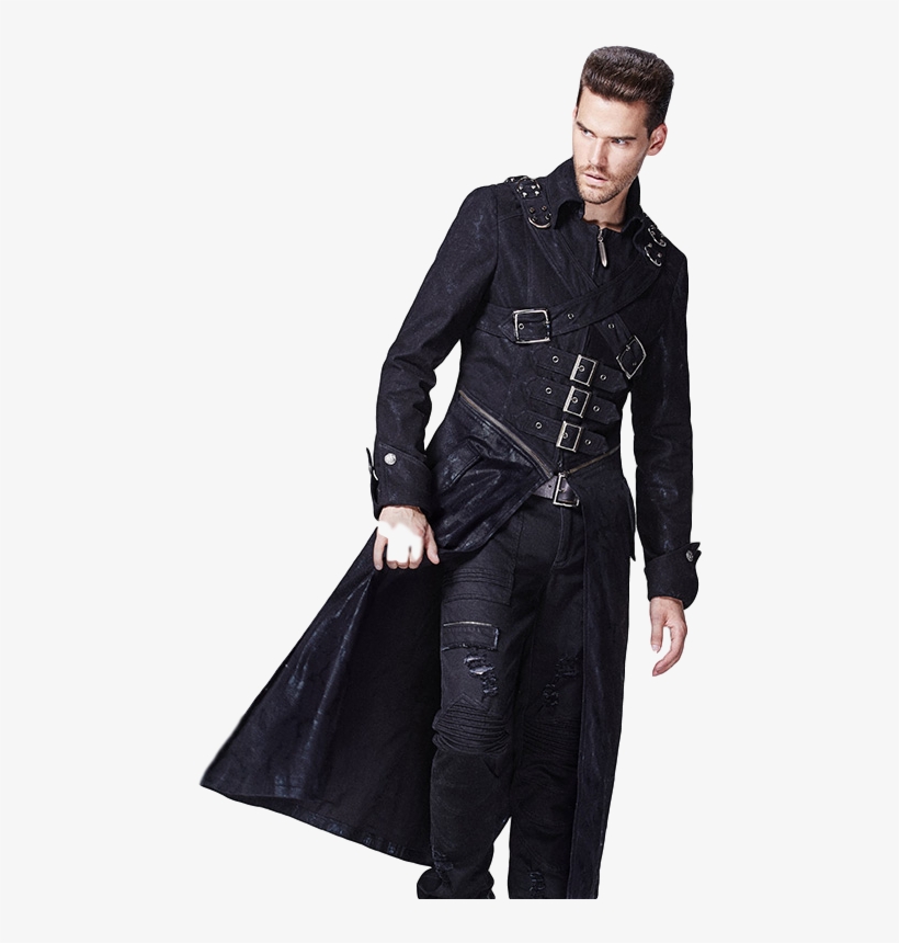 Buckle Mens Long Trench Coat Gothic Long Coat For Men 800x800 PNG Download PNGkit