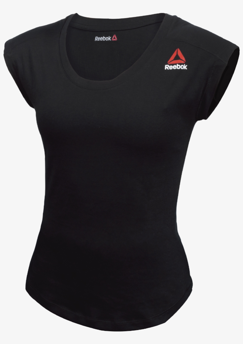 Reebok Ladies Basic Tee Black Front-01 - Active Shirt, transparent png