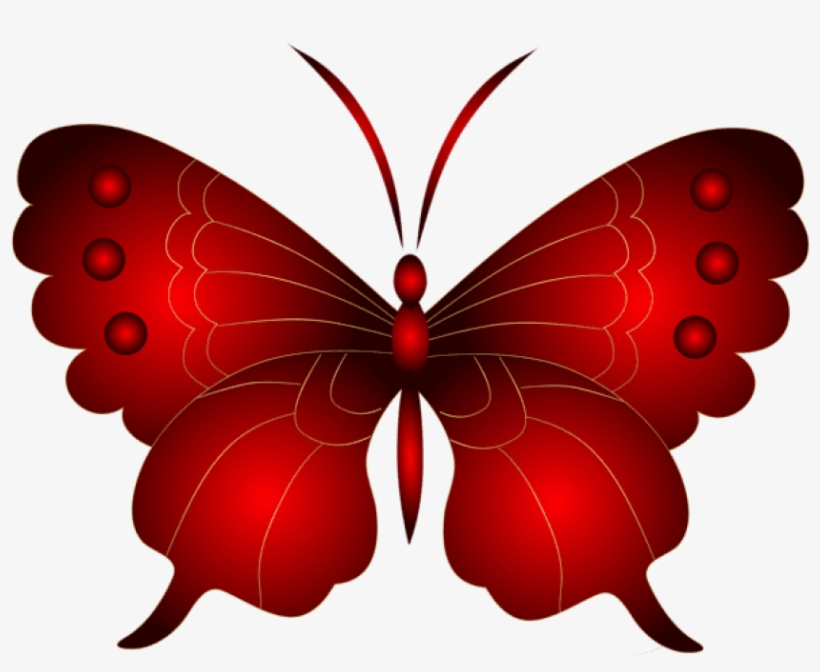 Free Png Download Decorative Red Butterfly Clipart - Red Butterfly Png, transparent png